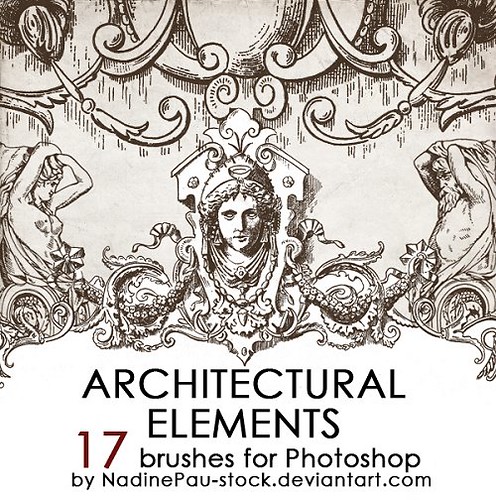Полезный набор из 17 кистей для архитектурных украшений для Photoshop и бесплатный для использования в любом дизайне