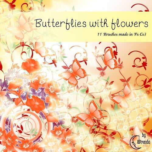 Придайте своим дизайнам весенний, летний или цветочный образ с этими бабочками с набором цветочных кистей