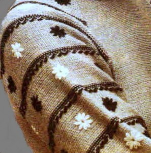 Багато з швів для вишивки по тканині застосовують і для   вишивки на трикотажі   , Пов'язаному своїми руками спицями або гачком